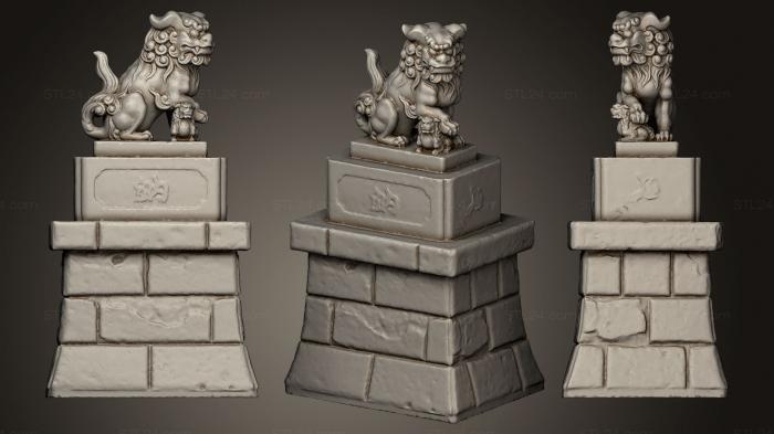 Figurines lions tigers sphinxes (Two Komainu 4, STKL_0262) 3D models for cnc